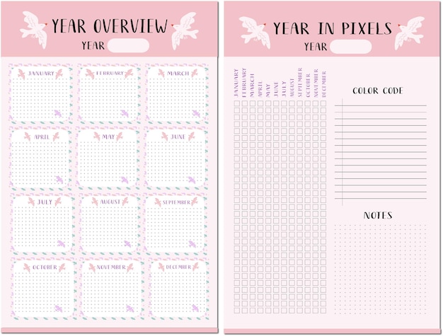 Daglig ugentlig daglig ugentlig mini kort hej tak nyd notater blå pink redigerbar