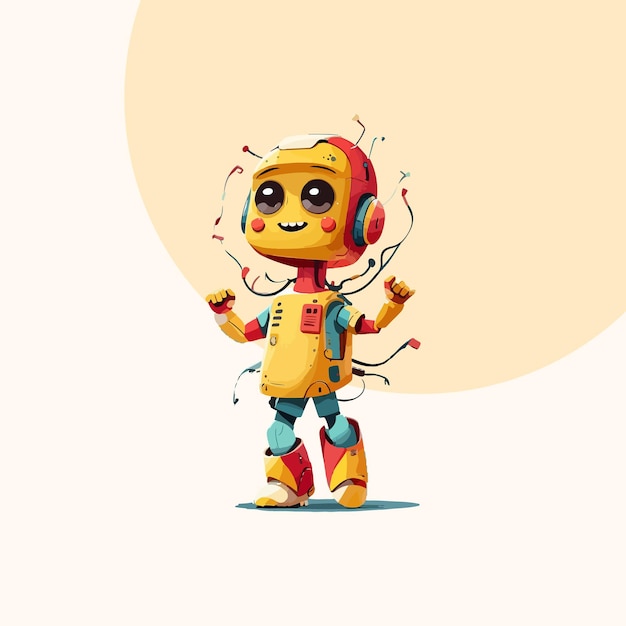 dancing robot vector illustration for tshirt print design