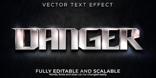 danger text effect, editable metallic and shiny text style