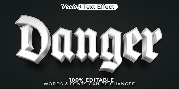 danger vector text effect editable alphabet black warning hazard