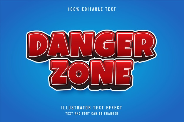Danger zone,3d editable text effect red gradation comic style effect