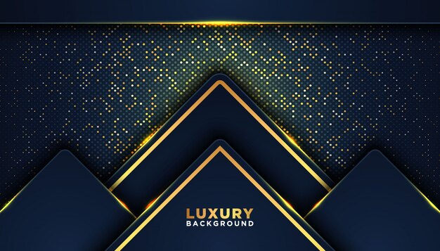 Dark abstract background with overlap layers. Luxury design concept. golden glitters dots element decoration. Luxury design concept.