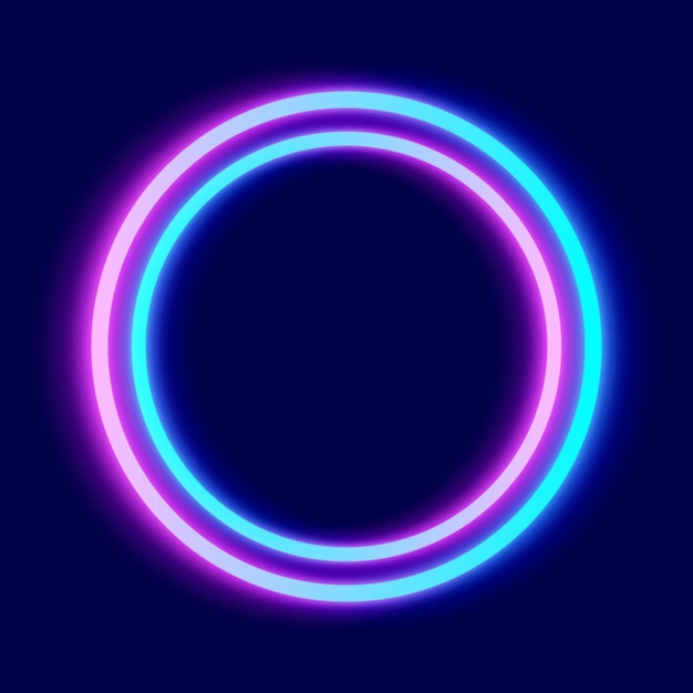 Dark background with neon frame round neon sign vector illustration