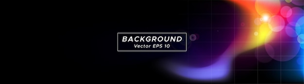 dark black background with colorful light waves and bokeh effect around the edges