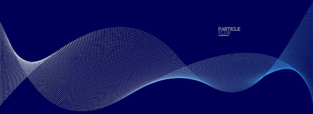 Dark blue abstract background vector wave of flowing particles curvy lines of dots in motion technology and science theme airy and ease futuristic illustration