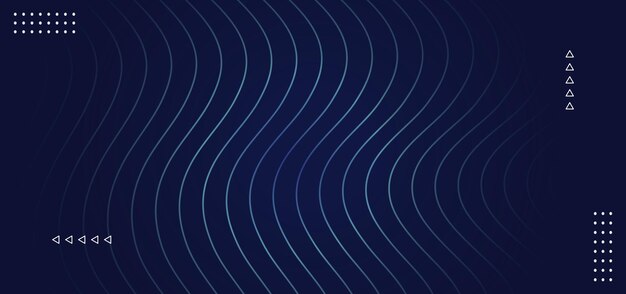 Dark blue light curve wavy lines abstract backgroundVector illustration