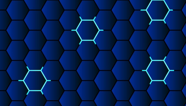 dark blue neon hexagon background