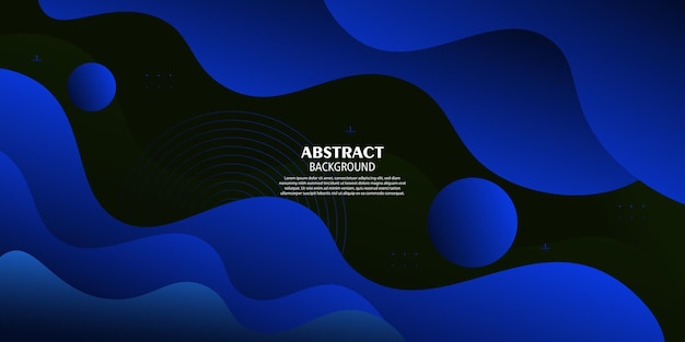 Dark blue wave geometric background Blue elements with fluid gradient Dynamic shape composition