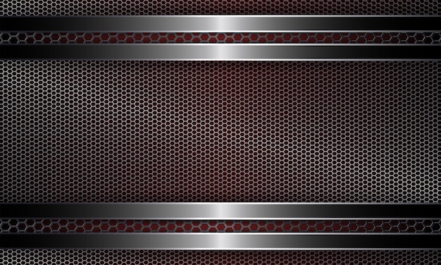 Dark geometric design with a rectangular metal grille with a shiny border.