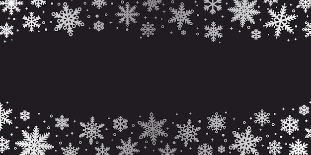 Dark grey and silver snowflake border vector snow banner illustration elegant festive background