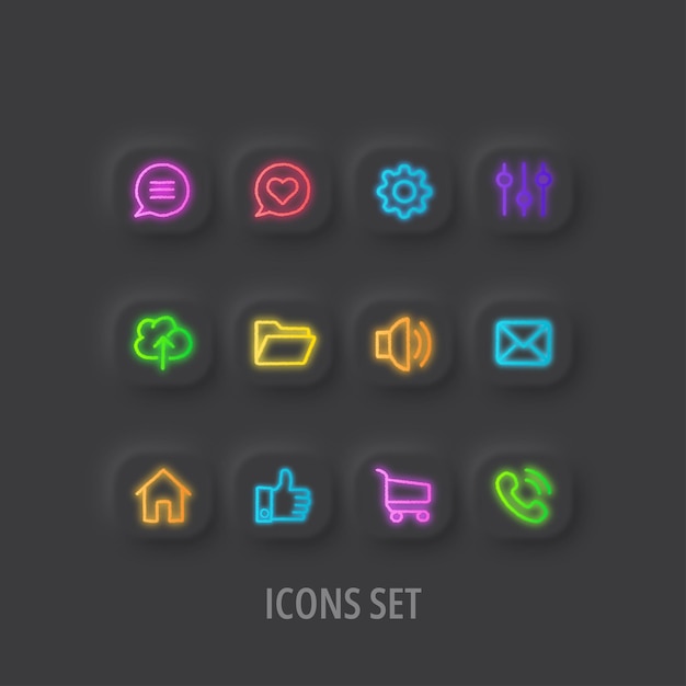 Dark mode icons set