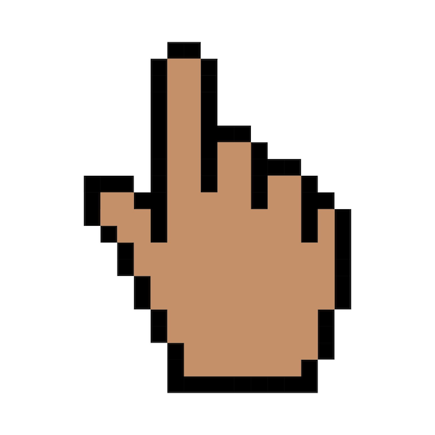 Dark pointer line icon Computer highlight screen mouse arrow hover click pixel style Multicolored icon on white background