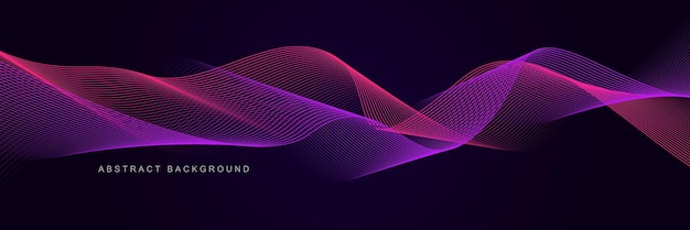 dark purple abstract background with glowing waves shiny lines futuristic technology concept