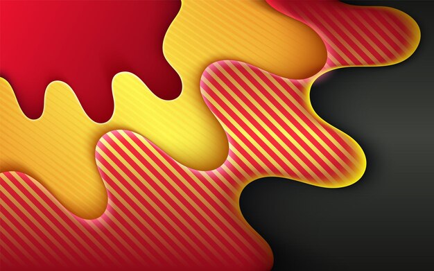 Dark red fluid gradient shapes geometric paper cut in overlap yellow elements