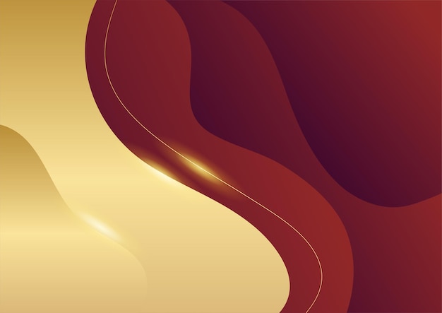 Dark red gradient background with gold shiny element decoration for presentation design. Vector illustration for banner, poster, cover template background and more