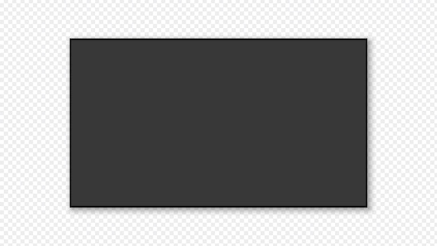 dark screen rectangle frame with shadow effect on transparent background for multimedia designs