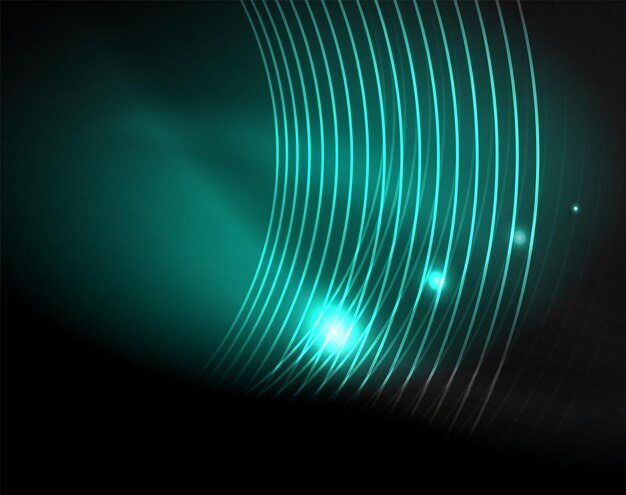 Dark space with neon color glowing lights abstract background