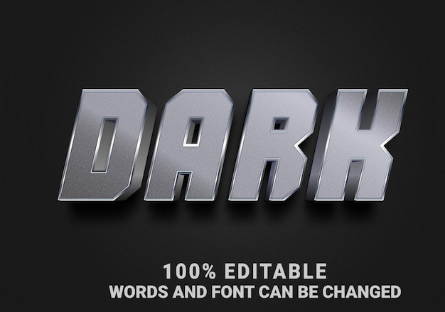 Dark text effect editable metallic and shiny text style