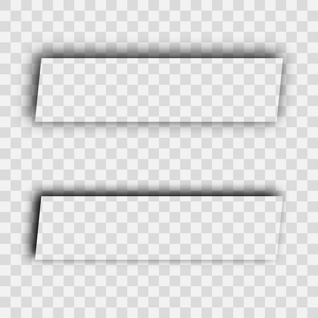 dark transparent realistic shadow. set of two rectangles shadows isolated on transparent background. vector illustration.