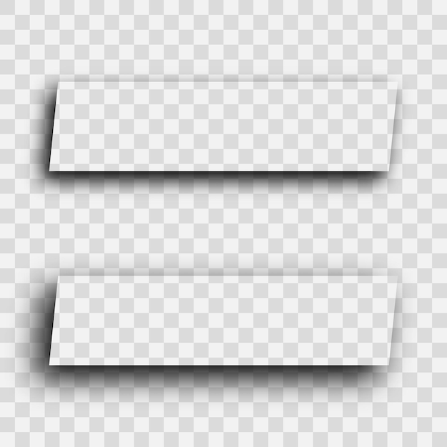 dark transparent realistic shadow. set of two rectangles shadows isolated on transparent background. vector illustration.