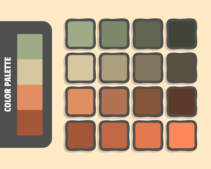 Vektör darkseagreen tan darksalmon sienna color palette colour matching rgb harmonious colors