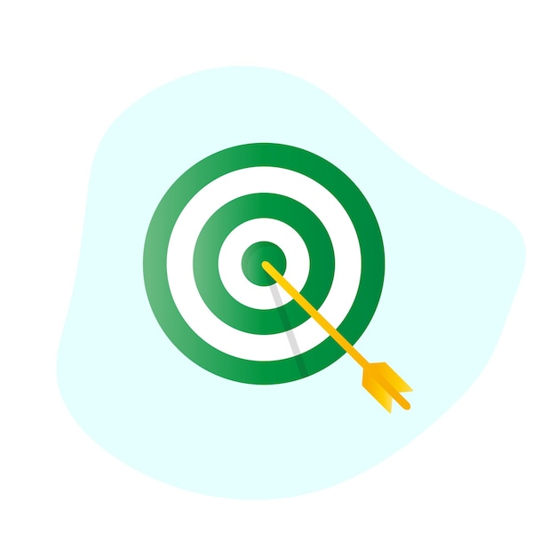 Dart board target with arrow flat design