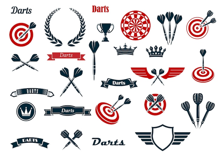 Vektör darts game ditems and heraldic elements