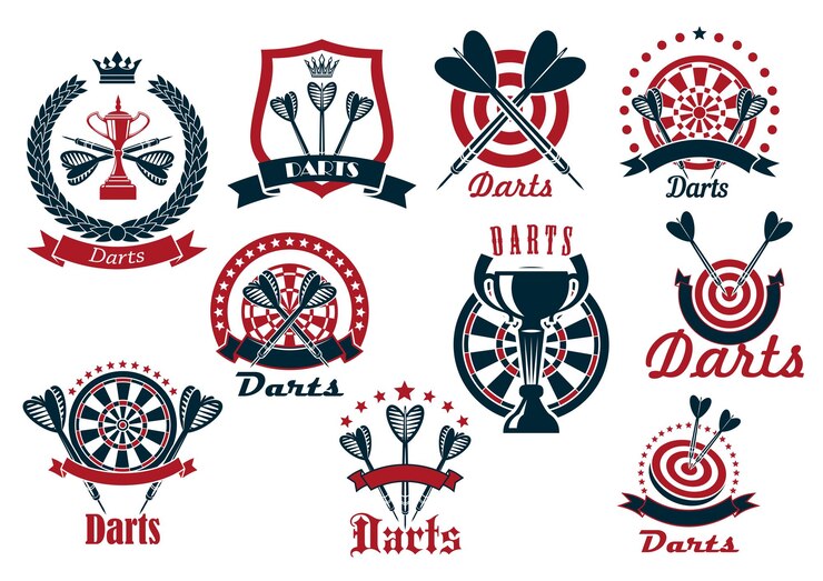 Vektör darts game sporting club icons