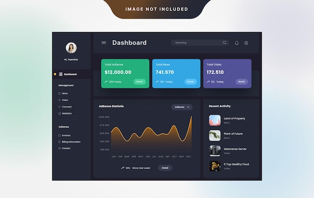 dashboard content creator ui design template vector