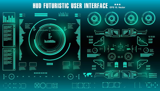 Dashboard display virtual reality technology screen HUD futuristic green user interface target