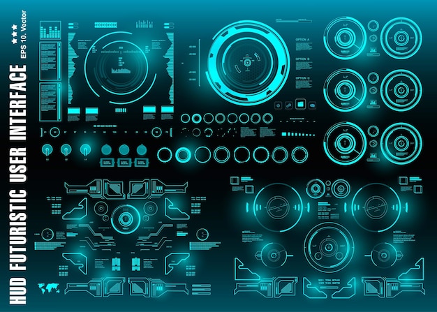 Dashboard display virtual reality technology screen HUD futuristic green user interface target