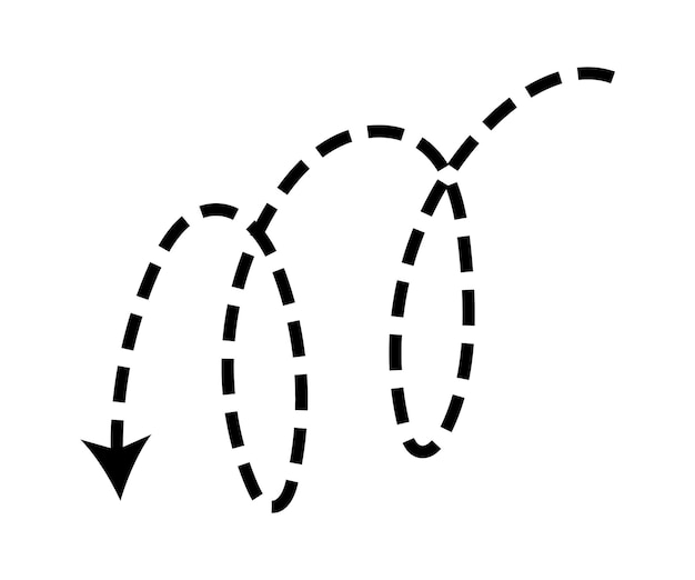 dashed arrow set vector doodle dot line thin pointer arrows