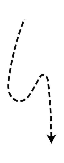 Dashed arrow set Vector doodle dot line Thin pointer arrows