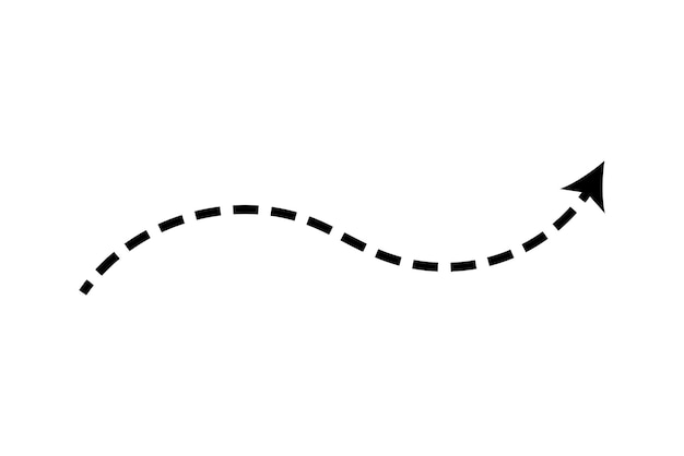 dashed arrow set vector doodle dot line thin pointer arrows