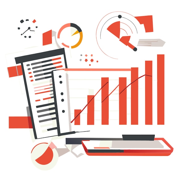 data analysis and graphs vector illustration flat 2