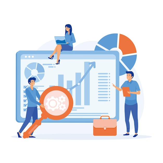 data analysis concept, monitoring investment. finance report graph. charts and diagrams, flat vector modern illustration