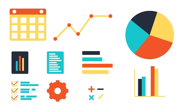 Data analysis database visualization working sorting information using digital mind map Input output data charts analyzing infographic vector illustration