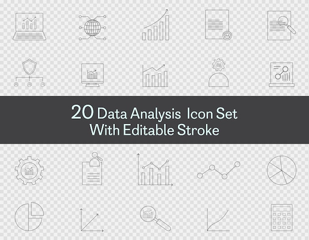 data analysis icon set vector art isolated on transparent background and editable stroke