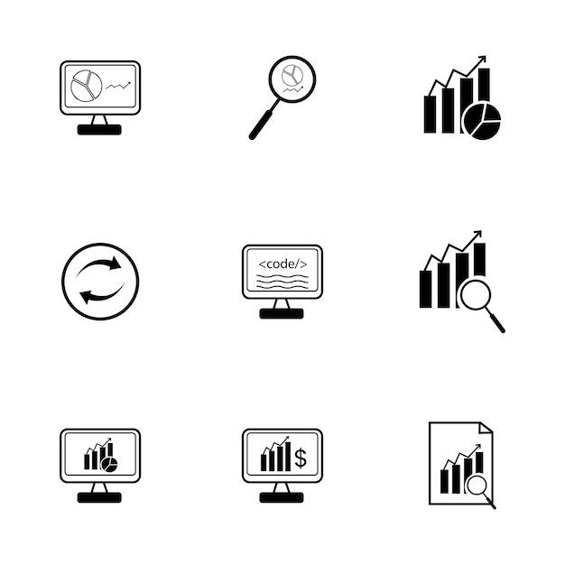 Data Analysis Line collection Icons such icons as Settings Data Science Big Data Statistics