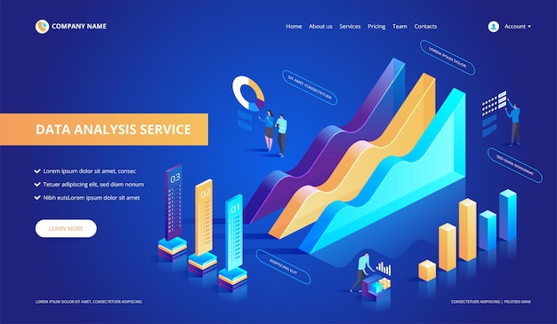 Data analysis service isometric abstract  illustration.