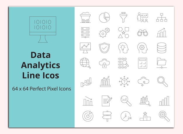 Data Analytics Line icons vectors set
