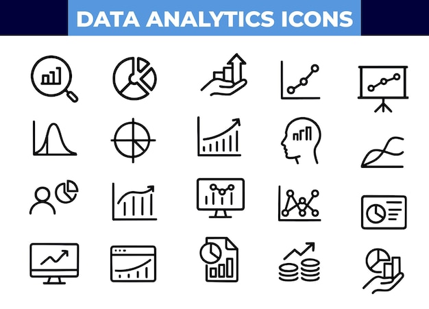Data Analytics Vector Icon Set Editable Stroke