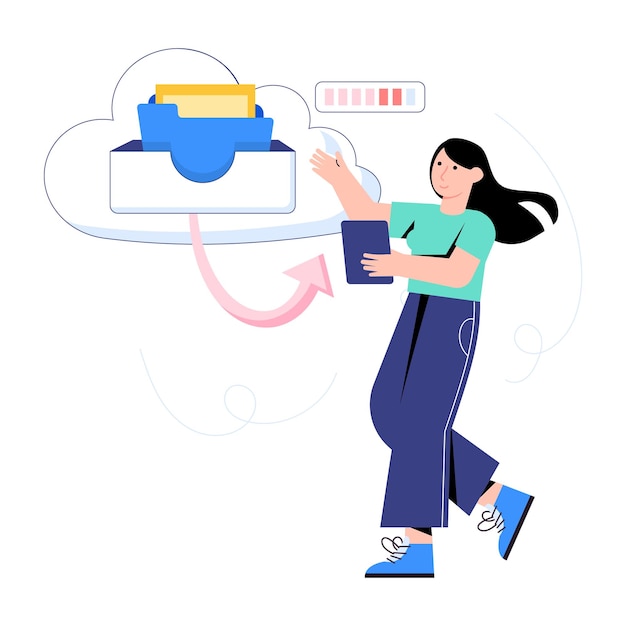 Data backup flat illustration is handy and scalable