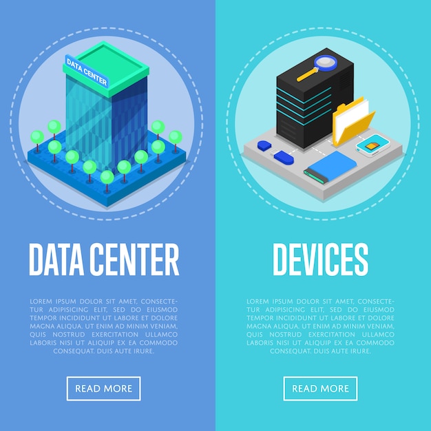 Data center and computer devices banner web set