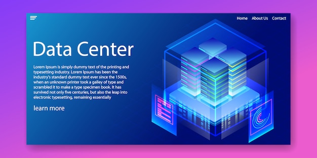 Data center Enterprise hosting solutions Web template 