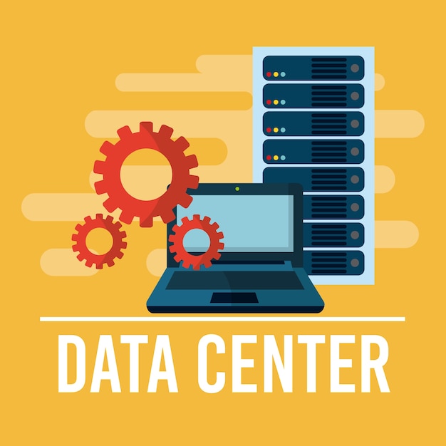 Data center fron laptop vector illustration graphic design