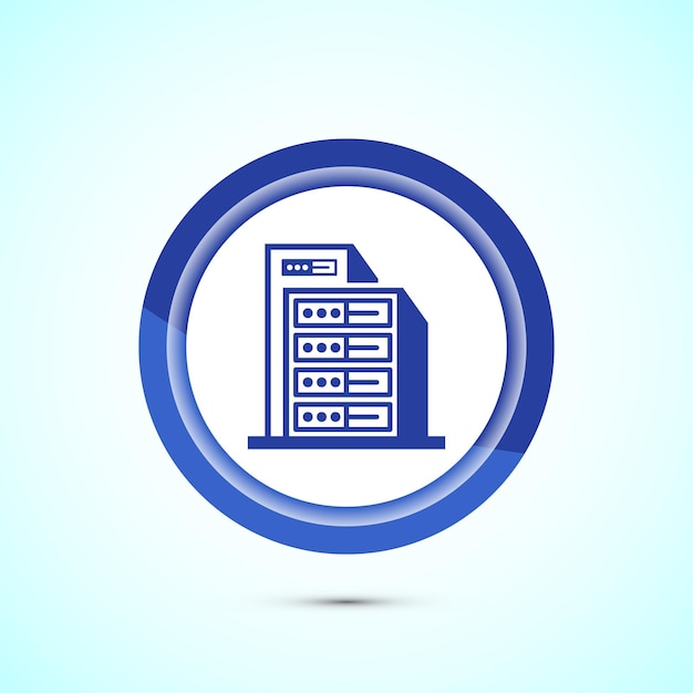 Data center icon design illustration Computer server vector icon Blue color button design