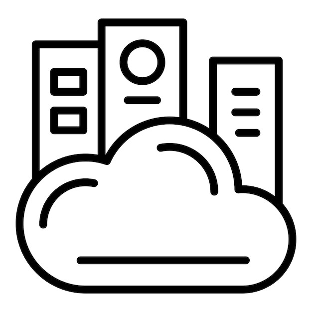 data cloud study icon outline vector school quiz computer test
