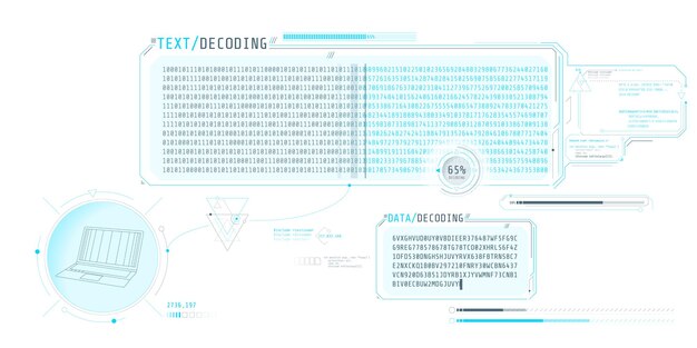 Data decryption screen with text decoding window