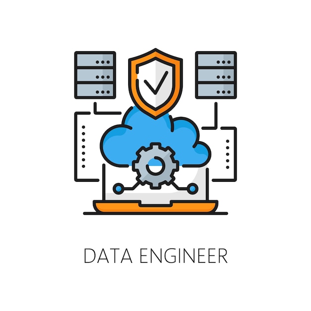 Data engineer web development job outline icon
